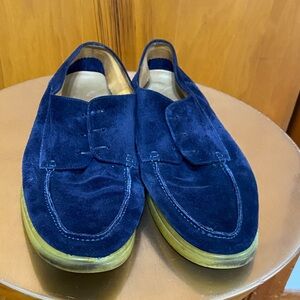 Aurelien Navy Blue Suede Slip-On Yacht Loafers Need Laces Luxury Old Money Prep